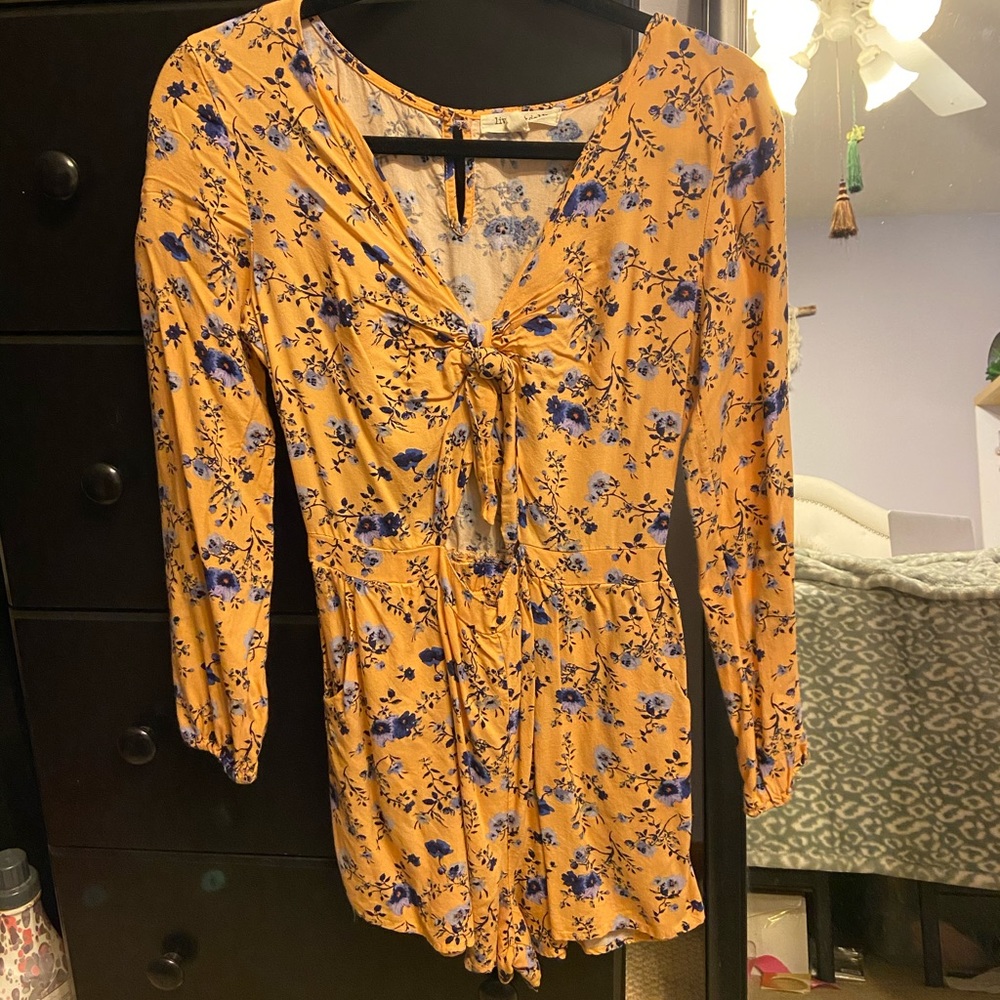 Floral orange romper